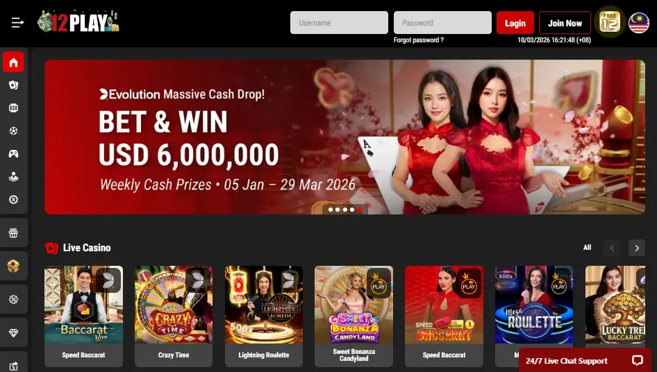 12Play Casino Homepage
