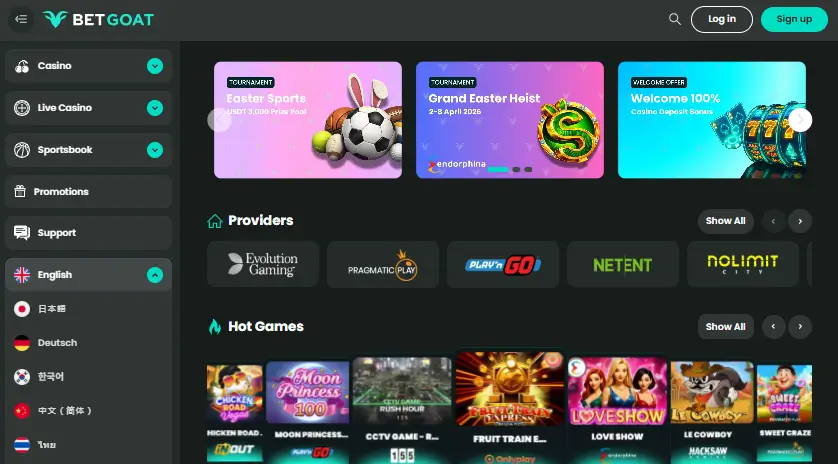 BetGoat Casino Homepage