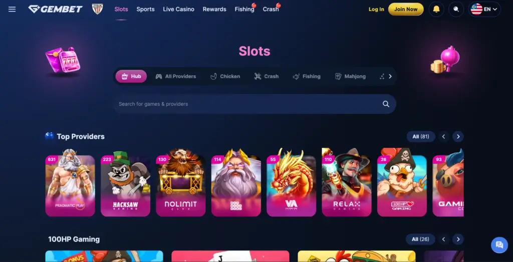 Gembet Casino Homepage