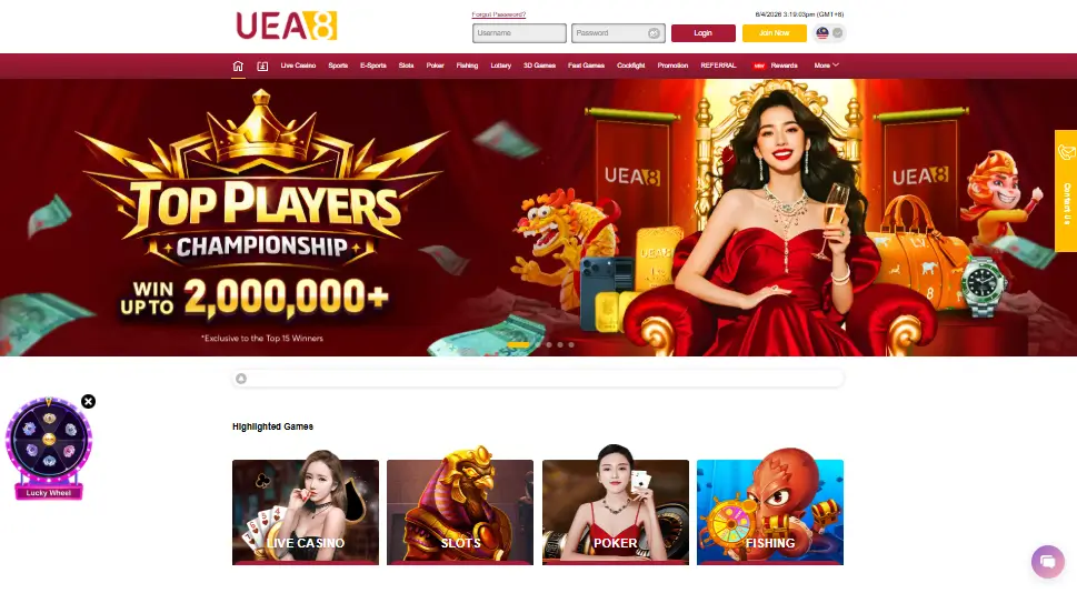 UEA8 Casino Homepage